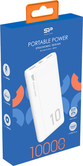 Silicon Power GP15 Power Bank 10000mAh με 2 Θύρες USB-A Λευκό