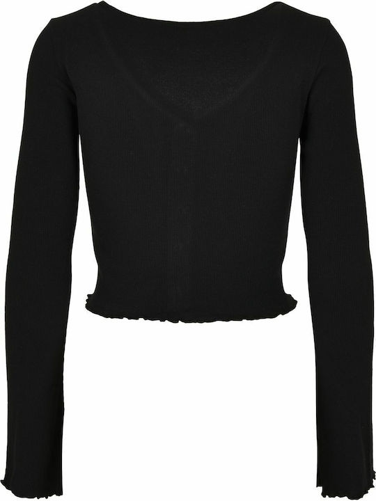 Short Women's Cardigan with Buttons Black