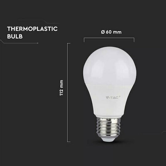 V-TAC VT-2099 LED Bulb 9W 112mm for Socket E27 and Shape A60 Natural White 806lm