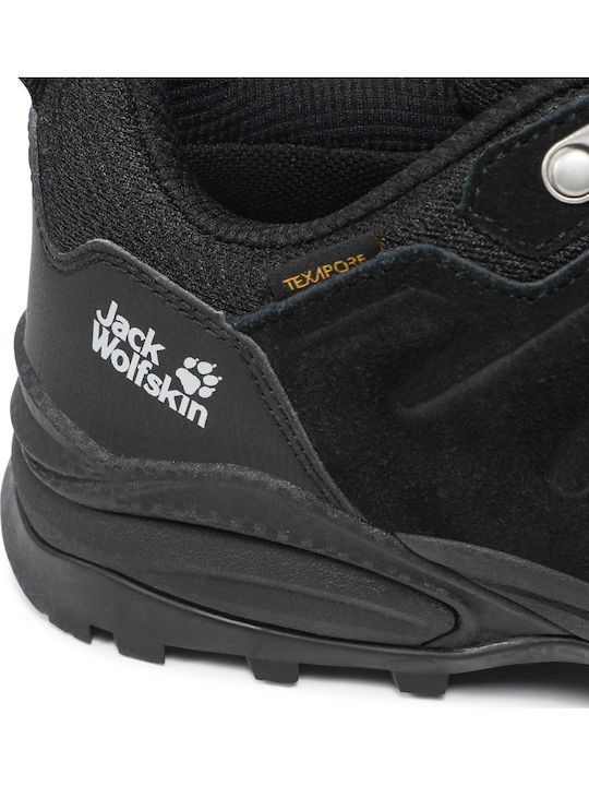 Jack Wolfskin Refugio Texapore Ανδρικά Ορειβατικά Παπούτσια Μαύρα