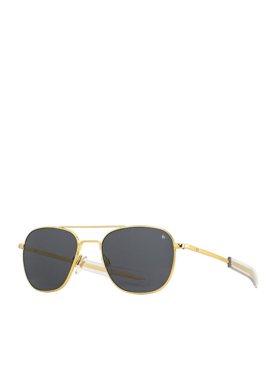American Optical Original Pilot Men's Sunglasses with Gold Metal Frame and Green Lens
