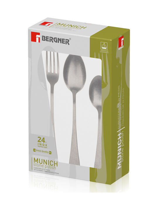 Bergner Munich Σετ Μαχαιροπίρουνα Γκρι Ανοξείδωτα 24τμχ