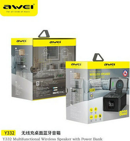 Awei Y332 Bluetooth Speaker 10W with Radio and Battery Life up to 12 hours Black