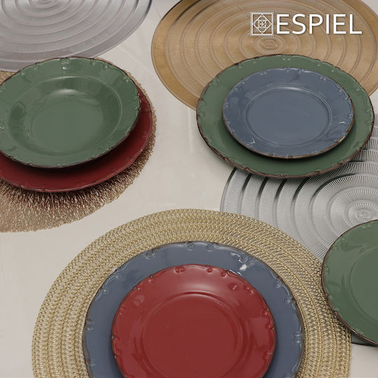 Espiel Σουπλά Πλαστικό Ασημί 38x38cm 6τμχ