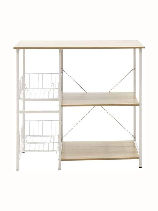 Pakketo Noon Wooden Kitchen Rack 4 Tiers White 80x34x75cm