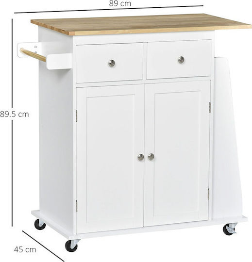 HomCom Küchenschrank Boden Schrank Weiß 89x45x89,5cm