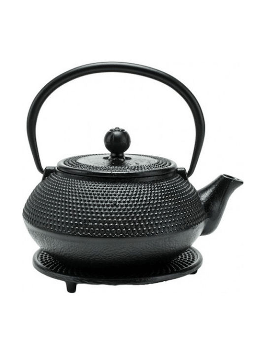 GTSA Tea Set with Filter Cast Iron in Black Color 600ml 1pcs