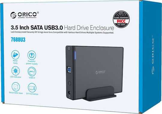 Orico Θήκη για Σκληρό Δίσκο 3.5" SATA III με σύνδεση USB3.0