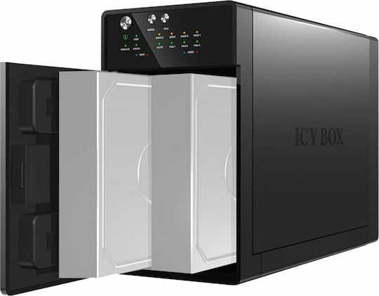 Icy Box Твърд диск кутия за 2 твърди дискове 3.5" SATA III с връзка USB 3.0 / eSATA в Черен цвят