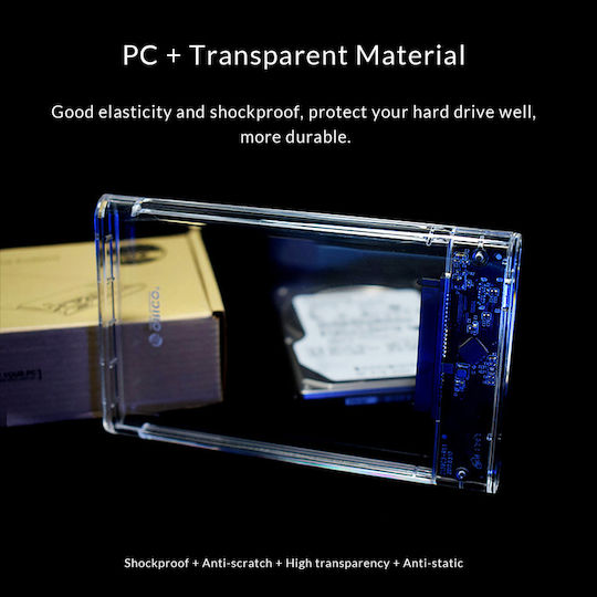 Orico Case for Hard Drive 2.5" SATA III with Connection USB 3.1 Transparent