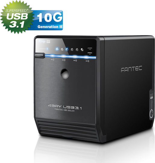 Fantec QB-35U31 Case for 4 Hard Drives 2.5" / 3.5" SATA III with Connection USB 3.1