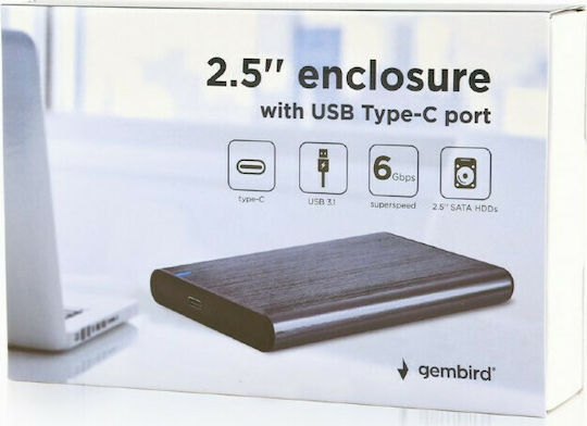 Gembird Case for Hard Drive 2.5" SATA III with Connection USB 3.1 Gray