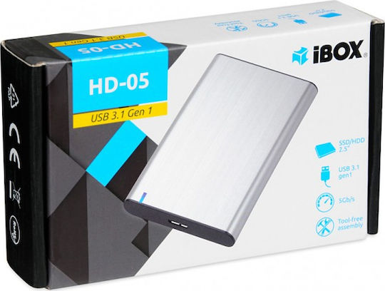 iBox HD-05 Θήκη για Σκληρό Δίσκο 2.5" SATA III με σύνδεση USB 3.2 σε Γκρι χρώμα