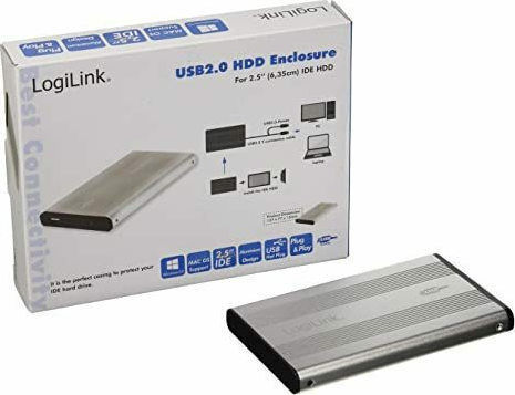 LogiLink Case for Hard Drive 2.5" IDE with Connection USB 2.0 Silver