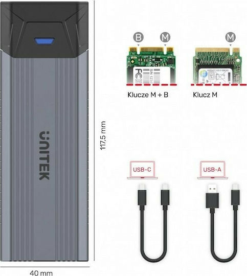 Unitek SolidForce Θήκη για Σκληρό Δίσκο M.2 PCI Express με σύνδεση USB 3.1