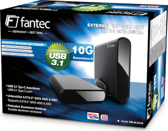 Fantec DB-ALU31 Case for Hard Drive 3.5" SATA III with Connection USB 3.1