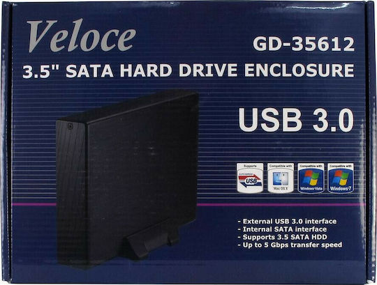 Inter-Tech Veloce GD-35612 Case for Hard Drive 3.5" SATA III with Connection USB 3.0