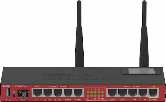 MikroTik RB2011UiAS-2HnD-IN Ασύρματο Router Wi‑Fi 4 με 10 Θύρες