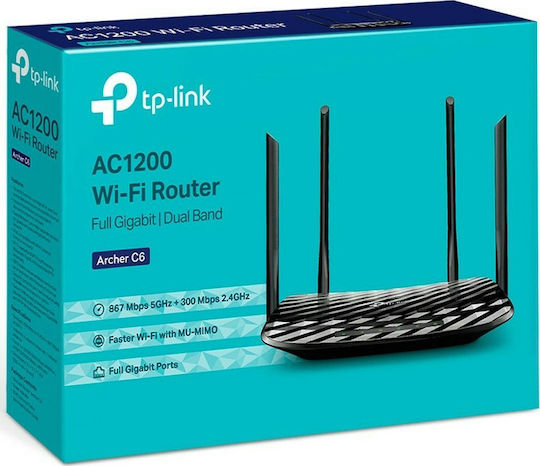 TP-LINK Archer C6 v3 Drahtlos Router Wi‑Fi 5 mit 4 Anschlüssen Gigabit Ethernet