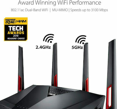 Asus RT-AC88U Drahtlos Router Wi‑Fi 5 mit 8 Anschlüssen Gigabit Ethernet