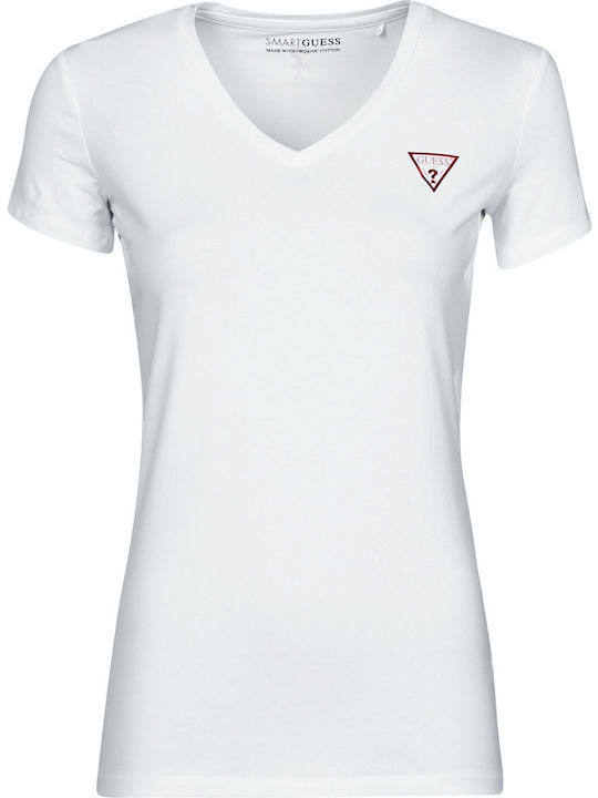 Women's T-shirt with V Neckline White