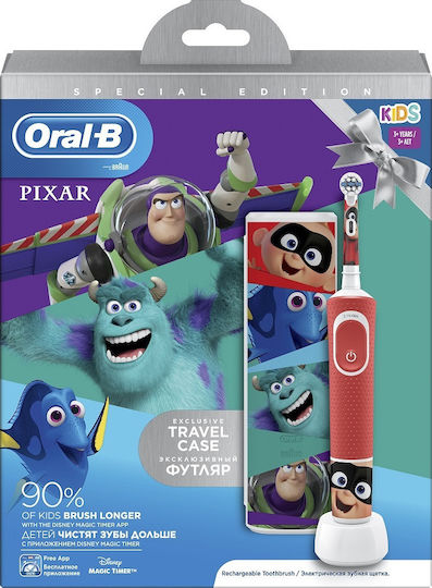 Oral-B Vitality Children's Electric Toothbrush with Chronograph for 3+ Years Pixar & Travel Case with Travel Case