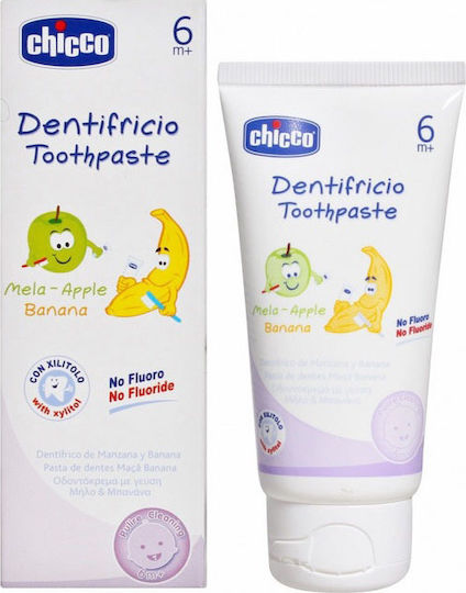 Chicco Baby Toothpaste for 6m+ with Apple & Banana Flavor Fluoride-Free 50ml
