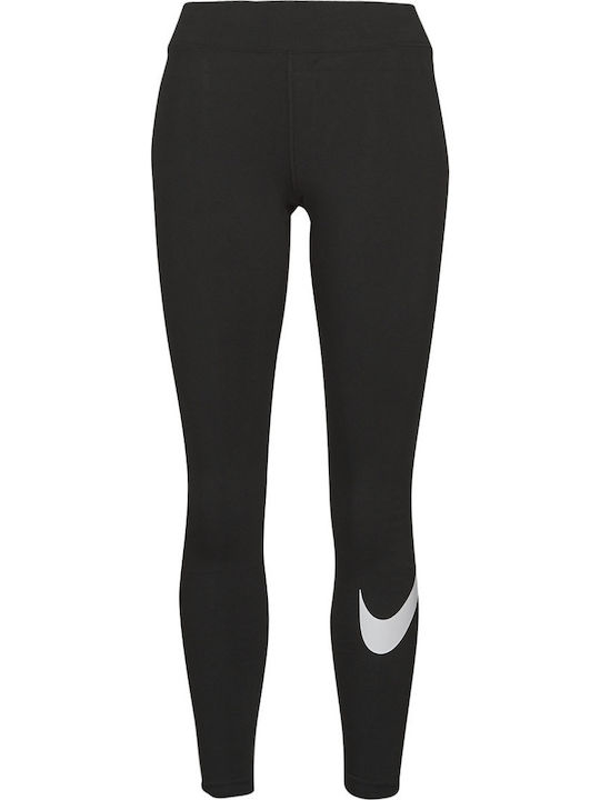 Essential Mid-Rise Swoosh Training Γυναικείο Cropped Κολάν Μαύρο