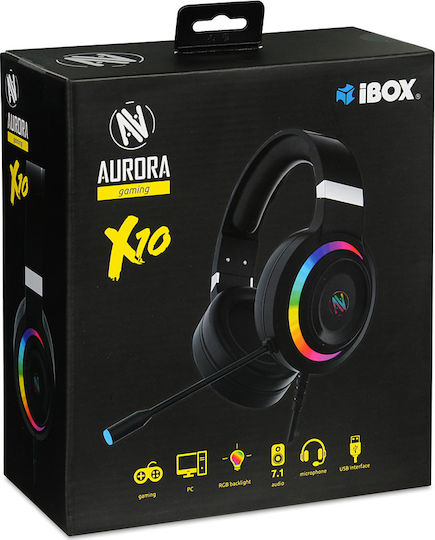 iBox X10 Über Ohr Gaming-Headset mit Verbindung USB Schwarz
