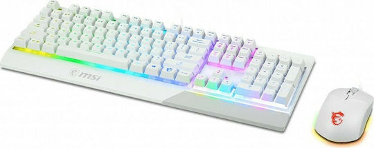 MSI Vigor GK30 Combo Σετ Gaming Πληκτρολόγιο με RGB φωτισμό & Ποντίκι (Αγγλικό US) Λευκό