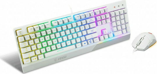 MSI Vigor GK30 Combo Σετ Gaming Πληκτρολόγιο με RGB φωτισμό & Ποντίκι (Αγγλικό US) Λευκό