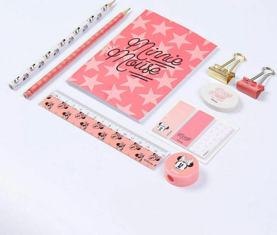 Cerda Minnie Kids Stationery Set with Pencil, Sharpener, Eraser, Notepad, Ruler and Pencil Case 12pcs