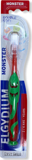 Elgydium Kids Monster Souple Soft Baby Toothbrush for 2+ Years Red / Green