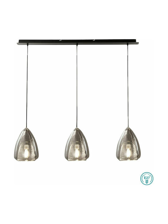 Fabas Luce Britton Pendant Light Three-Light Rail for Socket E27 Black