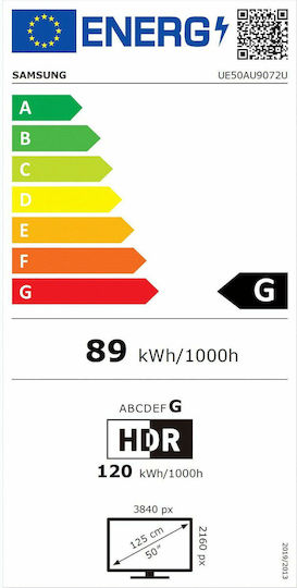 Samsung Smart Τηλεόραση 50" 4K UHD LED AU9072 HDR (2021) UE50AU9072UXXH