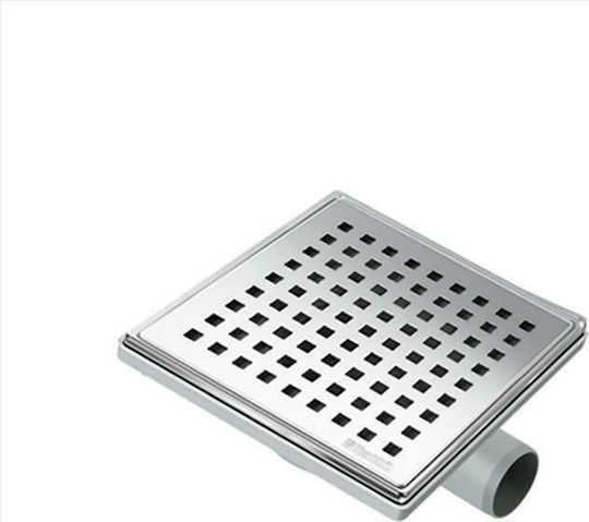 Viospiral Siphon Boden mit Ausgang 50mm und Größe 11x11cm Silber