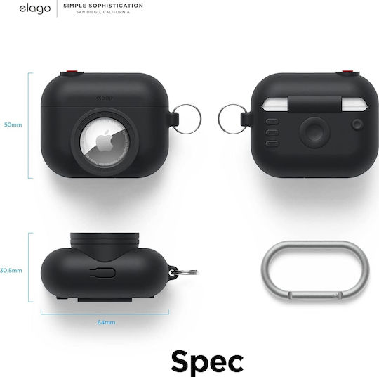 Elago AT Snapshot Silicone Case with Keychain Black for Apple AirPods Pro