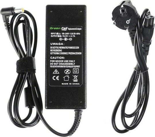 Green Cell Φορτιστής Laptop 90W 19.5V 4.7A για Sony με Αποσπώμενο Καλώδιο Τροφοδοσίας