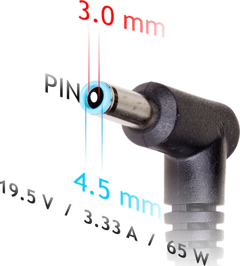 Akyga Universal Φορτιστής Laptop 65W 19.5V 3.33A χωρίς Καλώδιο Τροφοδοσίας