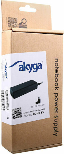 Akyga Φορτιστής Laptop 90W 19.5V 4.62A για Dell χωρίς Καλώδιο Τροφοδοσίας