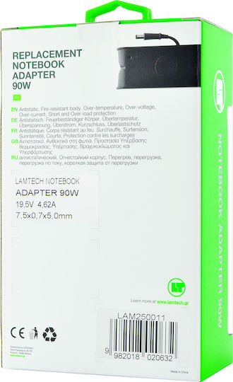Lamtech Φορτιστής Laptop 90W 19.5V 4.62A για Dell χωρίς Καλώδιο Τροφοδοσίας