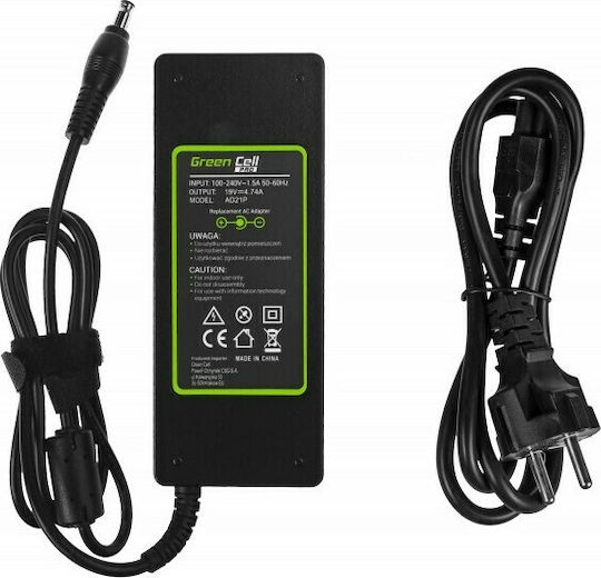 Green Cell Φορτιστής Laptop 90W 19V 4.74A για Samsung με Αποσπώμενο Καλώδιο Τροφοδοσίας