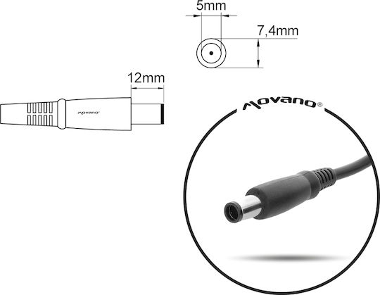 Mitsu Φορτιστής Laptop 90W 19.5V 4.62A για Dell με Αποσπώμενο Καλώδιο Τροφοδοσίας