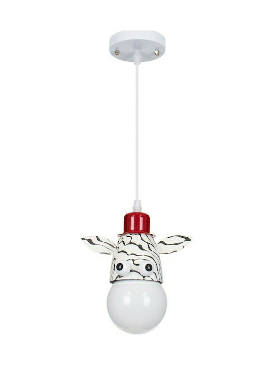 GloboStar Single-Light Kids Ceiling Light Hanging Made of Metal with E27 Socket White-Black 10.5x13.5cm