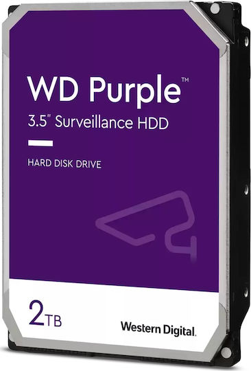 Western Digital Purple 2TB HDD Σκληρός Δίσκος 3.5" SATA III 5400rpm με 256MB Cache για Καταγραφικό WD22PURZ
