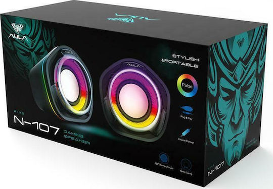 Aula N-107 2.0 Speakers with RGB 3W Black