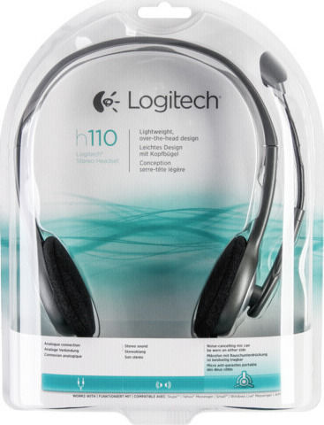 Logitech H110 On Ear Multimedia Headphone with Microphone 3.5mm Jack Gray