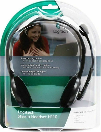 Logitech H110 On Ear Multimedia Headphone with Microphone 3.5mm Jack Gray