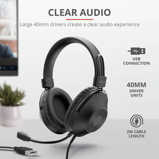 Trust Ozo Over Ear Multimedia Ακουστικά με μικροφωνο και σύνδεση USB-A