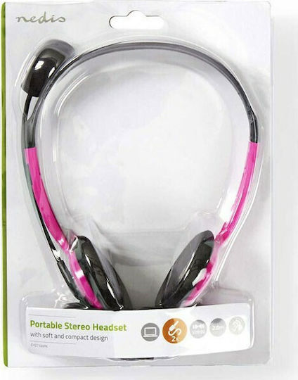 Nedis On Ear Multimedia Headphone with Microphone 3.5mm Jack Pink CHST100PK